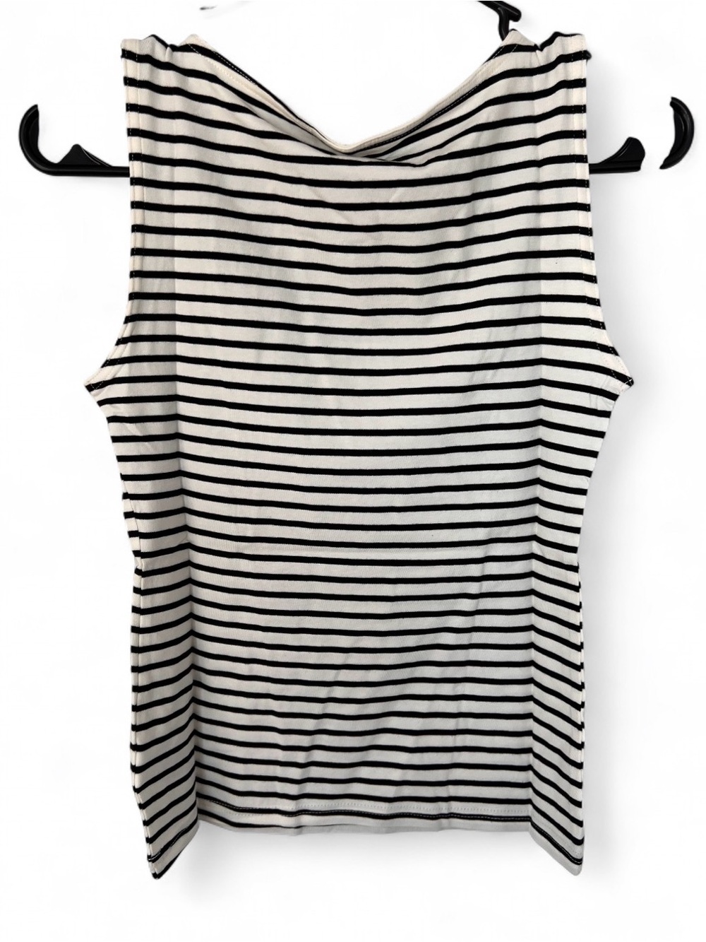 Striped Sleeveless Tank Top - Black & White